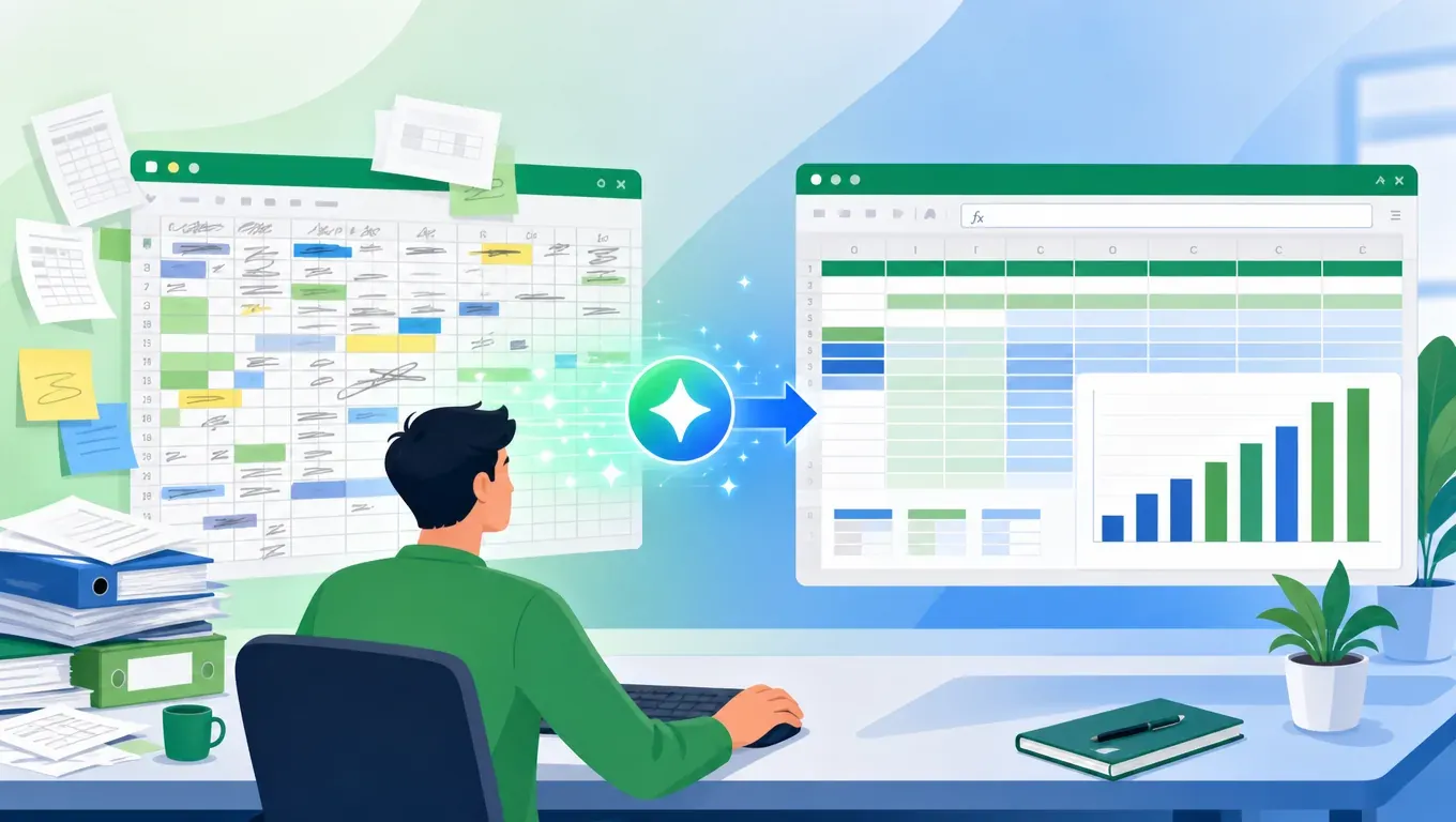 AI 处理 Excel：一句话清洗乱表格，自动生成 SUMIFS 汇总公式