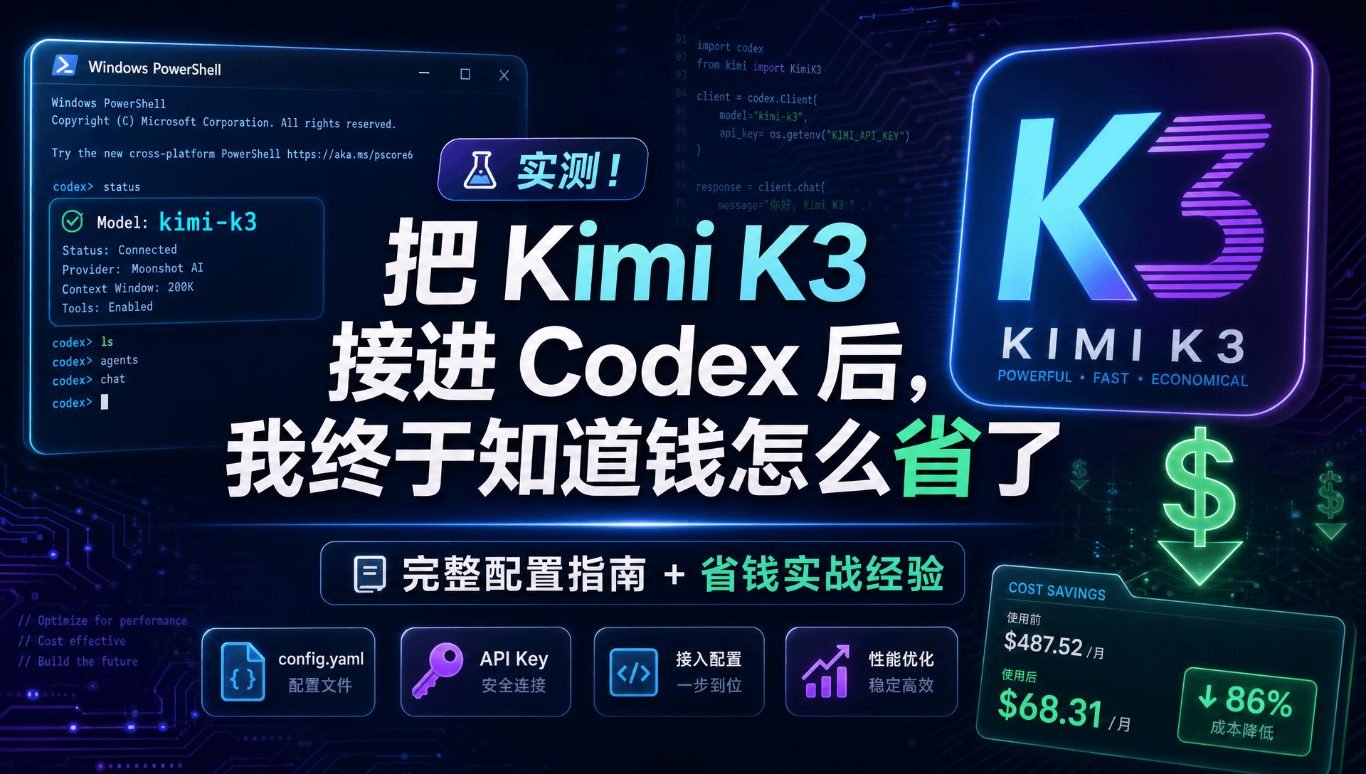 Kimi K3 接入 Codex 完整教程:配置、模型选择与成本实测